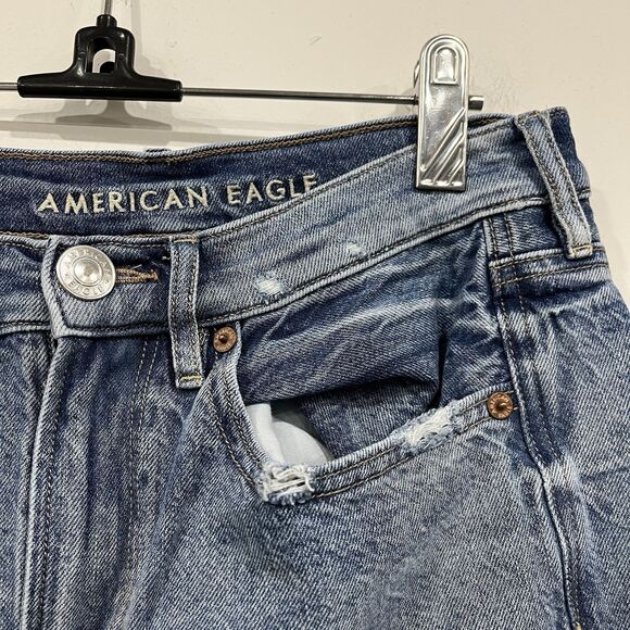 American Eagle Distressed Wide Leg Baggy Jeans Size 8 Regular - Picture 4 of 9